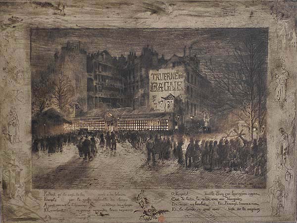 La Place des Martyrs et la Taverne du Bagne - FELIX BUHOT - etching, drypoint, aquatint and roulette