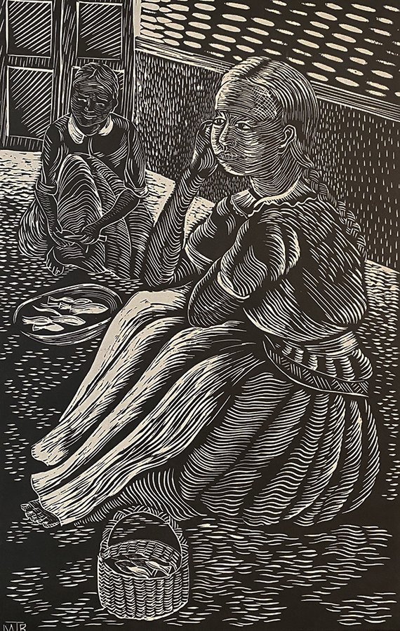 Mexican Girl - MARGARET  BURROUGHS - linoleum cut