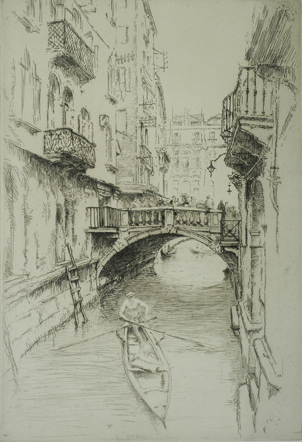 Ponte dei Baratteri, Venice - EDGAR CHAHINE - etching and drypoint