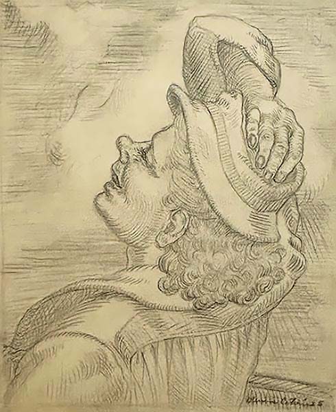 Buffeted - MINNA CITRON - graphite on thin paper