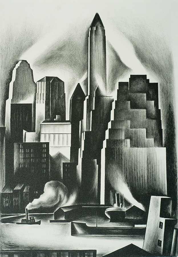 Lower Manhattan - HOWARD COOK - lithograph