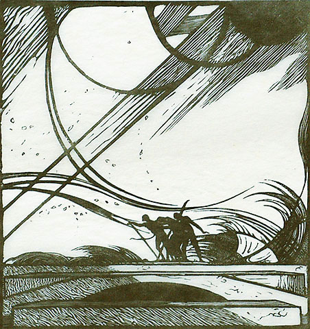 Storm - King Lear - EDWARD GORDON CRAIG - wood engraving