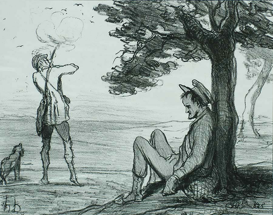 Opening of Hunting Season during a Heat Wave (Ouverture de la Chasse pendant la Canicule) - HONORE DAUMIER - lithograph