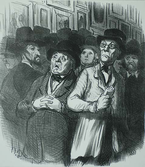 Lovers of classical art are even more convinced that the cause of the Arts in France is doomed (Amateurs classiques de plus en plus...) - HONORE DAUMIER - lithograph