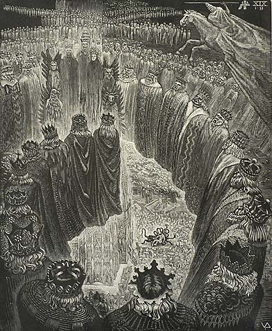 Book Of Revelation, XIX, (1-8), Meeting of the Kings in Heaven - VICTOR DELHEZ - wood engraving