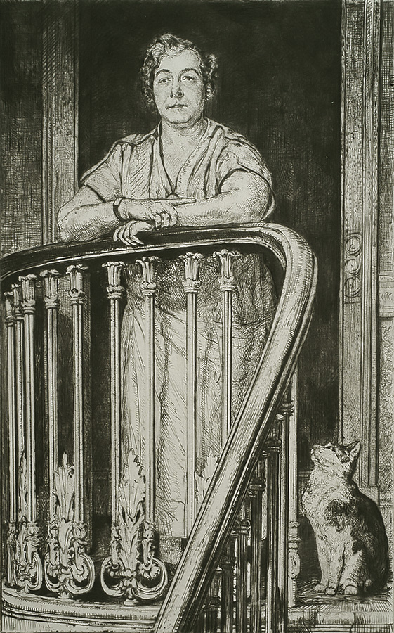Mrs. Mack and her Cat - FRANCIS DODD - drypoint