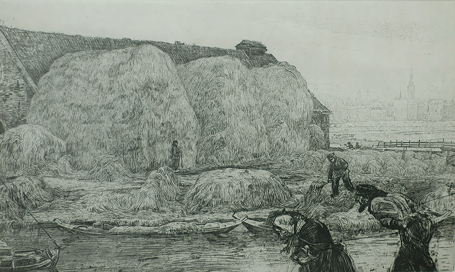 Haystacks along a Towpath (Hooischelven aan het Jaagpad) - PIETER DUPONT - etching