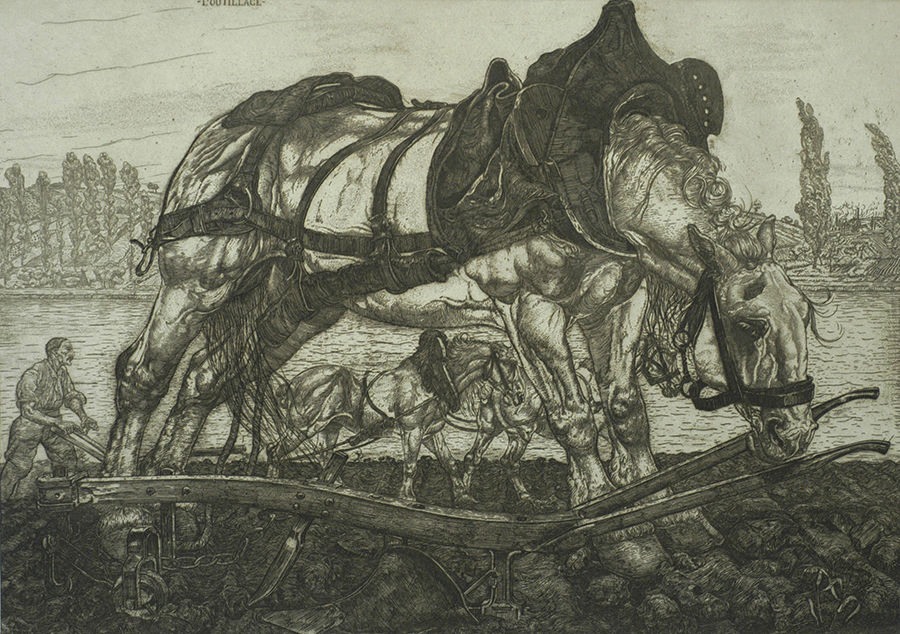 Plow Horse on the Banks of the Seine (Ploegpaard aan de Oevers der Seine) - PIETER DUPONT - etching