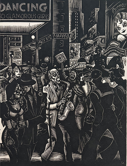 City Lights - FRITZ  EICHENBERG - wood engraving