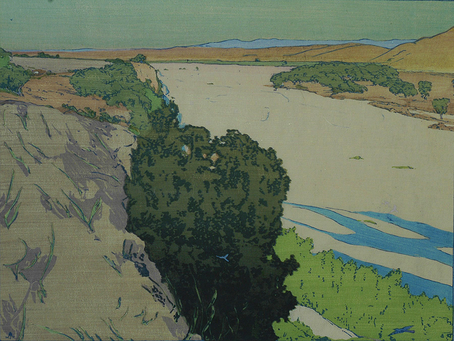 Salinas River - California - FRANK MORLEY FLETCHER - woodcut printed in colors
