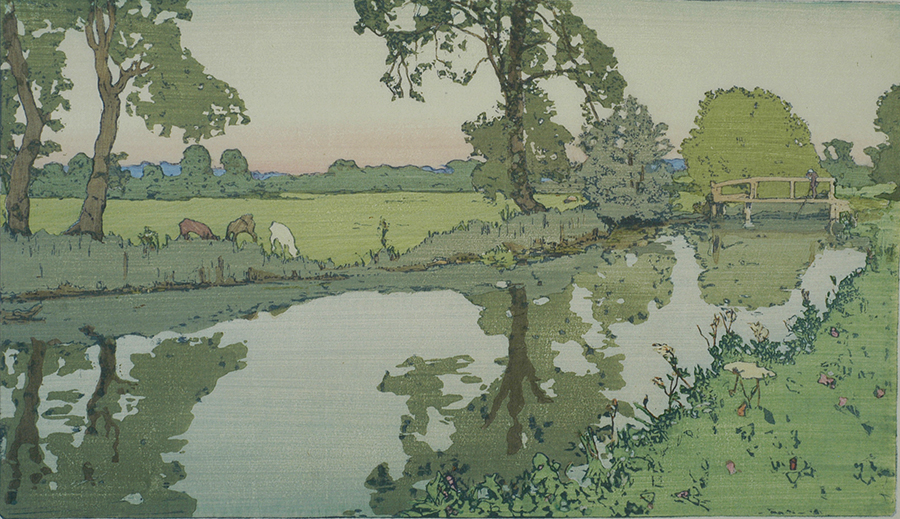 Wiston River - FRANK MORLEY FLETCHER - woodcut printed in colors