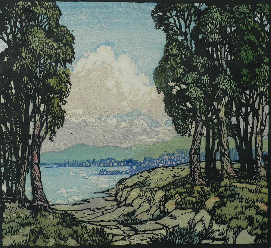 Incoming Fog - FRANCES GEARHART - block print printed in colors