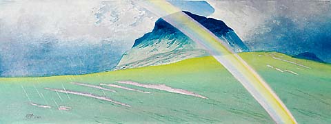 Rainbow, Island of Jura (Hebrides) - WILLIAM GILES - color metal relief etching