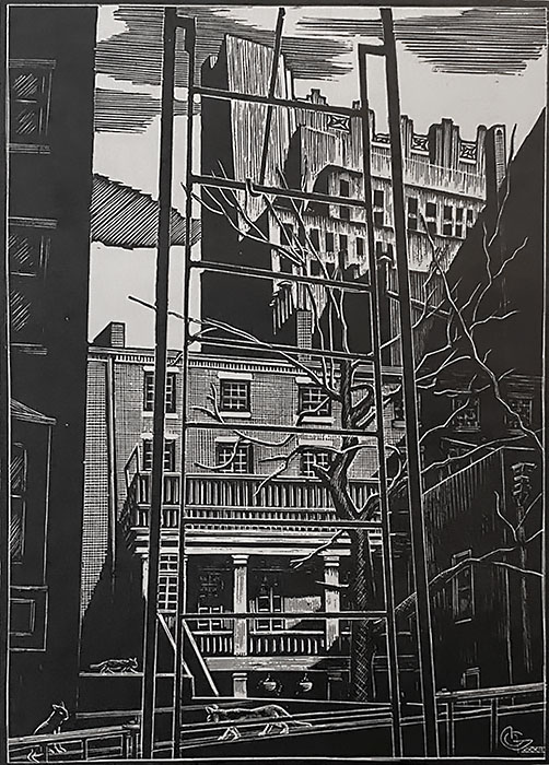 Manhattan Backyards - HENDRIK GLINTENKAMP - wood engraving