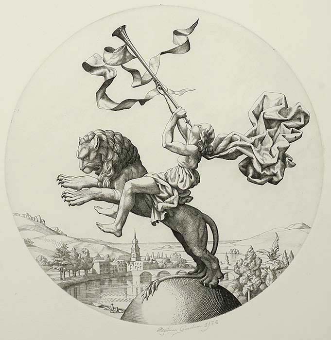 The Rider on the Lion - STEPHEN GOODEN - engraving