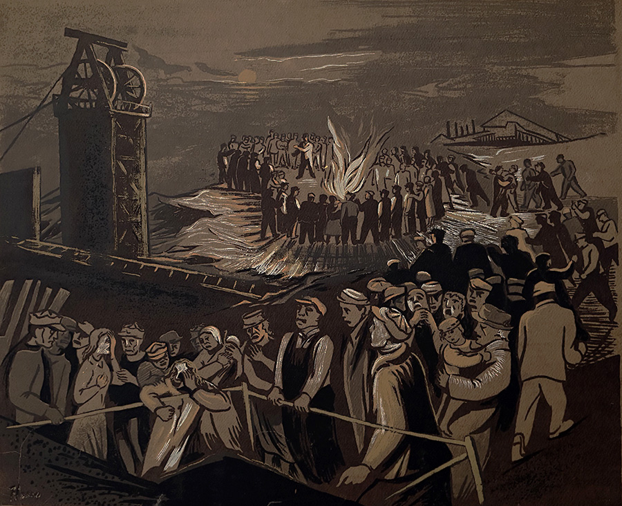Mine Disaster - HARRY GOTTLIEB - silkscreen printed in colors