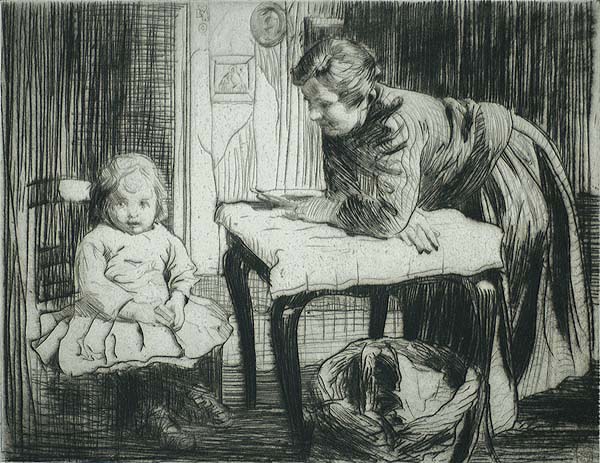 The Lesson - WILLIAM LEE-HANKEY - etching and drypoint