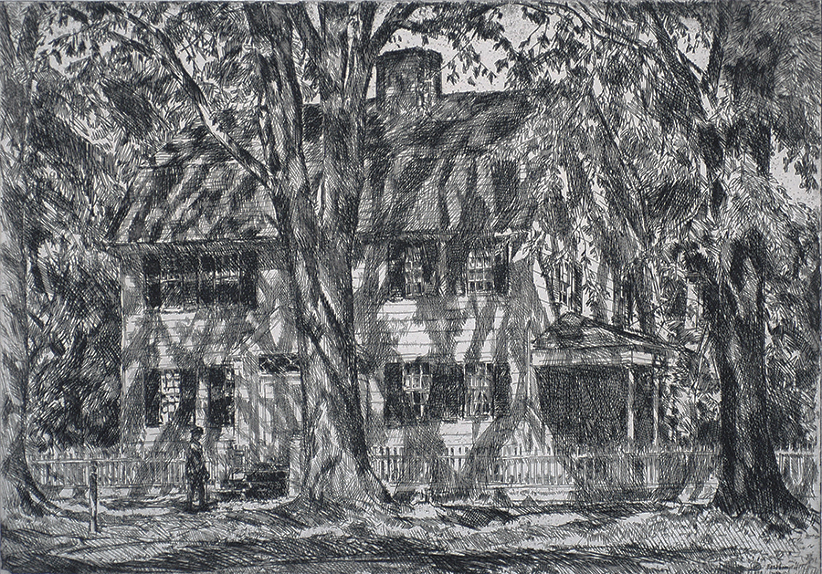 The Lion Gardiner House, Easthampton - CHILDE HASSAM - etching