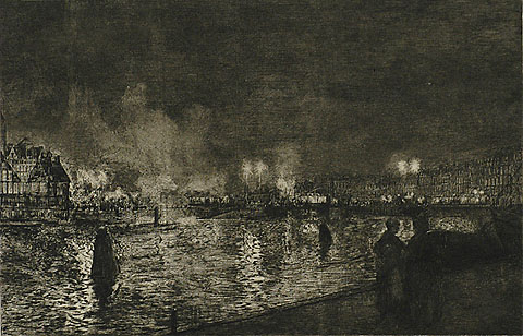 Evening, Amsterdam (Avond te Amsterdam) - GERHARD C. HAVERKAMP - etching