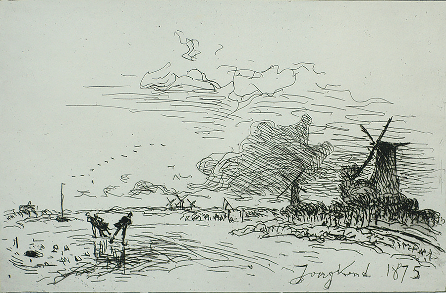 Canal de Holland, près de Rotterdam (Canal in Holland, Near Rotterdam) - JOHAN BARTHOLD JONGKIND - etching