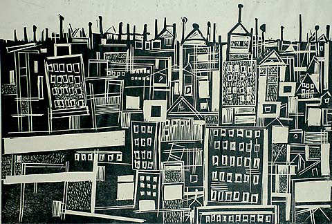 Manhattan - HENRY KALLEM - woodcut
