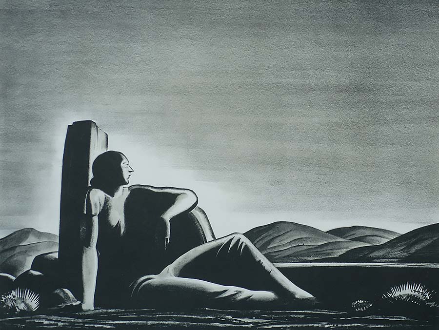 Memory - ROCKWELL KENT - lithograph printed with two stones; black and grey