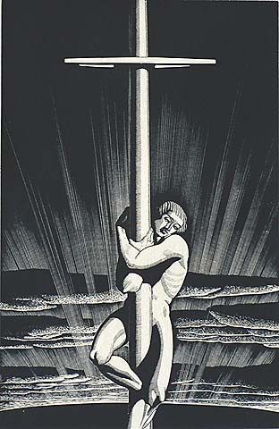 Sea and Sky - ROCKWELL KENT - wood engraving on maple