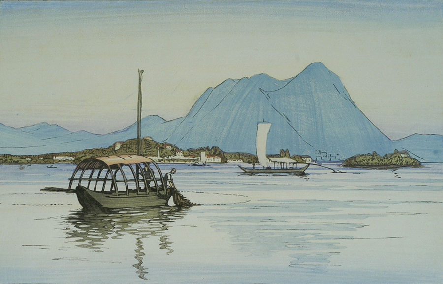 Fishermen, Lake Maggiore - ETHEL KIRKPATRICK - woodcut printed in colors