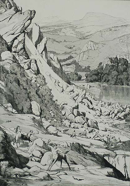 Landslide (Bergsturz) - MAX KLINGER - etching and aquatint