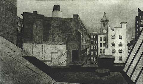 Rooftop, 14th Street - ARMIN LANDECK - drypoint and engraving