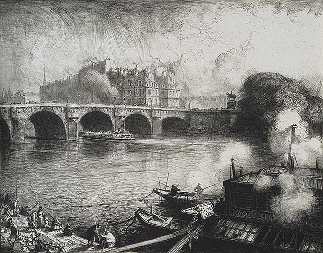 Le Pont-Neuf, Paris - AUGUSTE LEPERE - lithograph