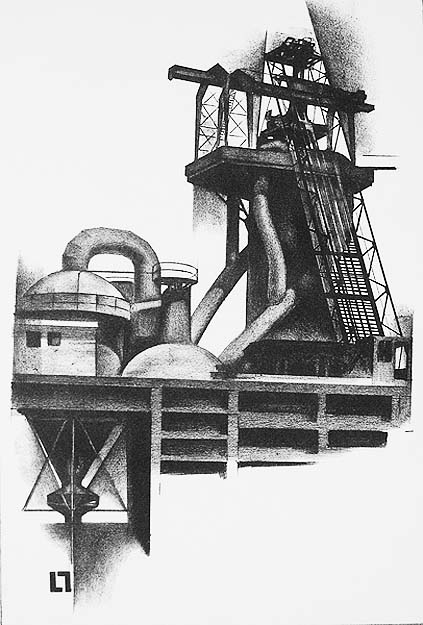 Corner of Steel Plant - LOUIS LOZOWICK - lithograph