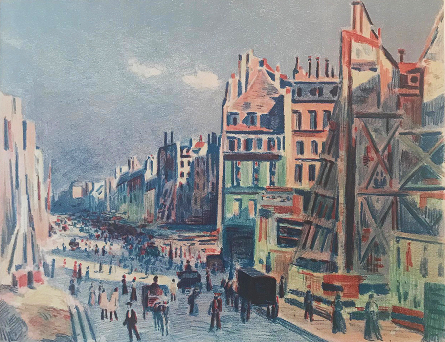 La Rue Réaumur - MAXIMILIEN LUCE - lithograph printed in colors