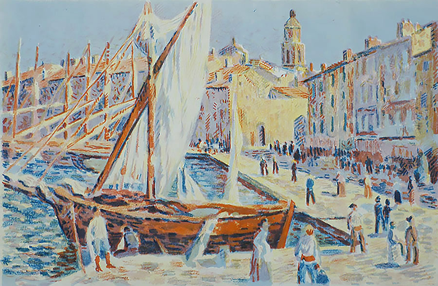 Le Port de St. Tropez - MAXIMILIEN LUCE - lithograph printed in colors