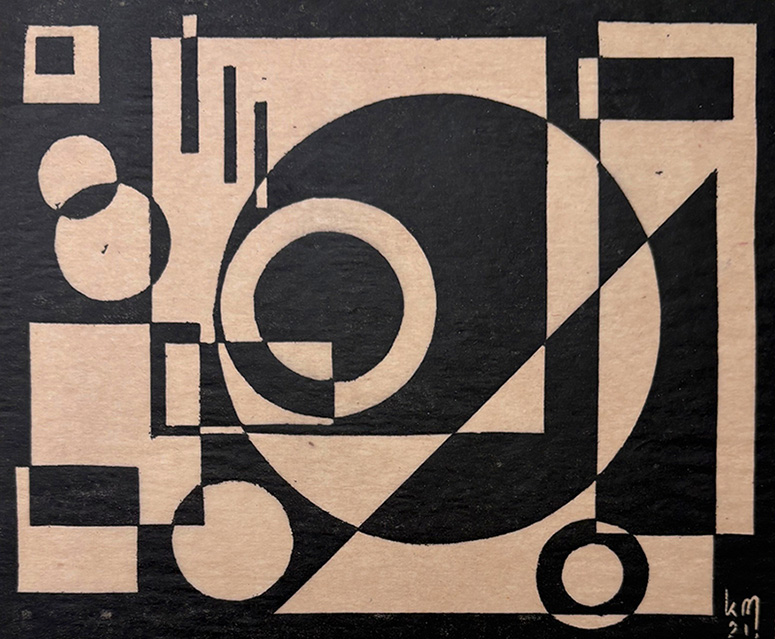 Composition - KAREL MAES - linocut
