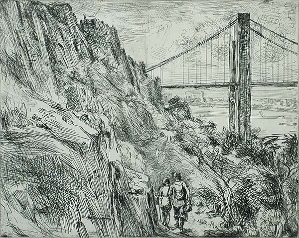 George Washington Bridge (Palisades) - REGINALD MARSH - etching