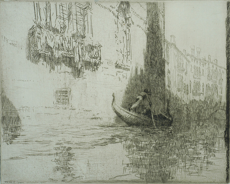The Passing Gondola - JAMES MCBEY - etching