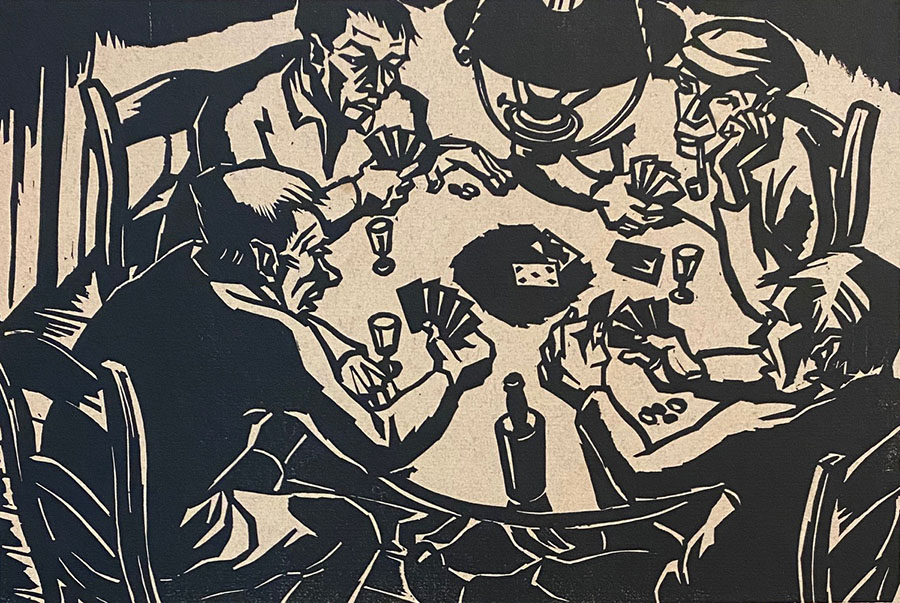 Farmers Playing Cards (Boerenkaartspelers) - HENDRIK JOHAN MELGERS - woodcut