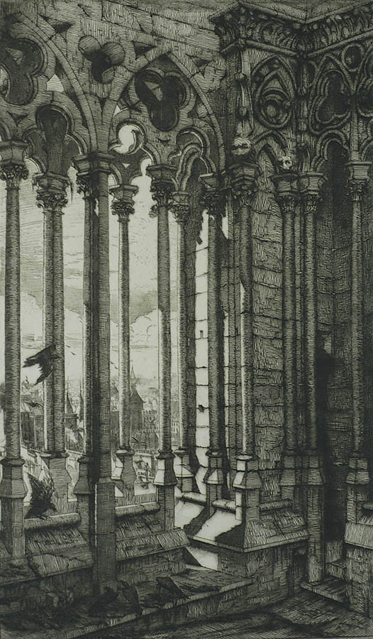 La Galerie Notre Dame - CHARLES MERYON - etching with engraving