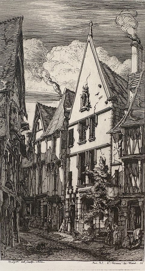 La Rue des Toiles à Bourges - CHARLES MERYON - etching