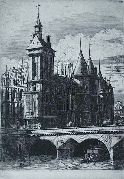 La Tour de l'Horloge (The Clock Tower), Paris - CHARLES MERYON - etching