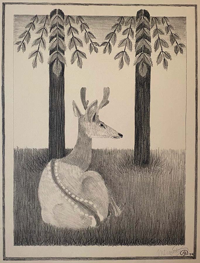 Aristotle's Deer - SAMUEL JESSURUN DE MESQUITA - woodcut