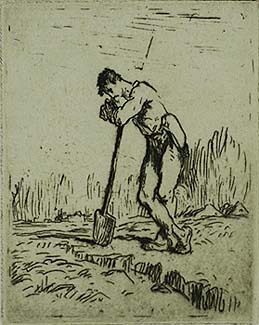 Man Leaning on a Spade (L'homme Appuye sur sa Beche) - JEAN-FRANCOIS MILLET - etching