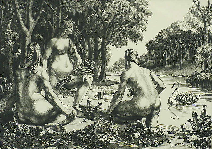 Nymphs Bathing - WILLIAM E. C. MORGAN - engraving