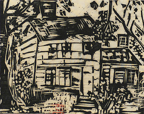 Birthplace of Walt Whitman - SHIKO MUNAKATA - woodcut