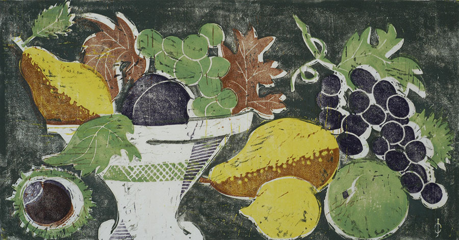 Still Life - JEANNE BIERUMA OOSTING - woodcut printed in colors