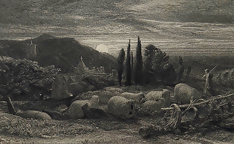 The Rising Moon - SAMUEL PALMER - etching