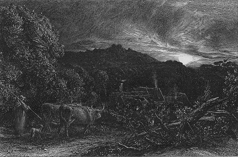 The Weary Ploughman - SAMUEL PALMER - etching