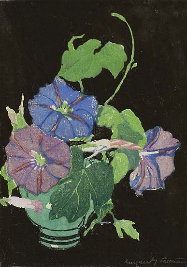 Morning Glories - MARGARET PATTERSON - woodcut printed in colors