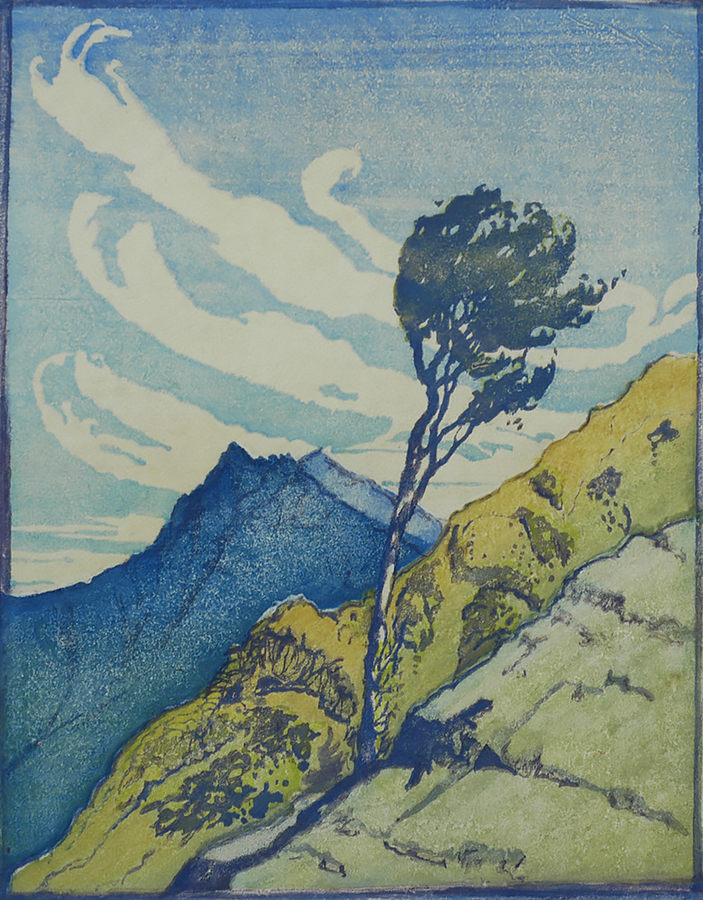In the High Hills - MARGARET PATTERSON - woodcut printed in colors